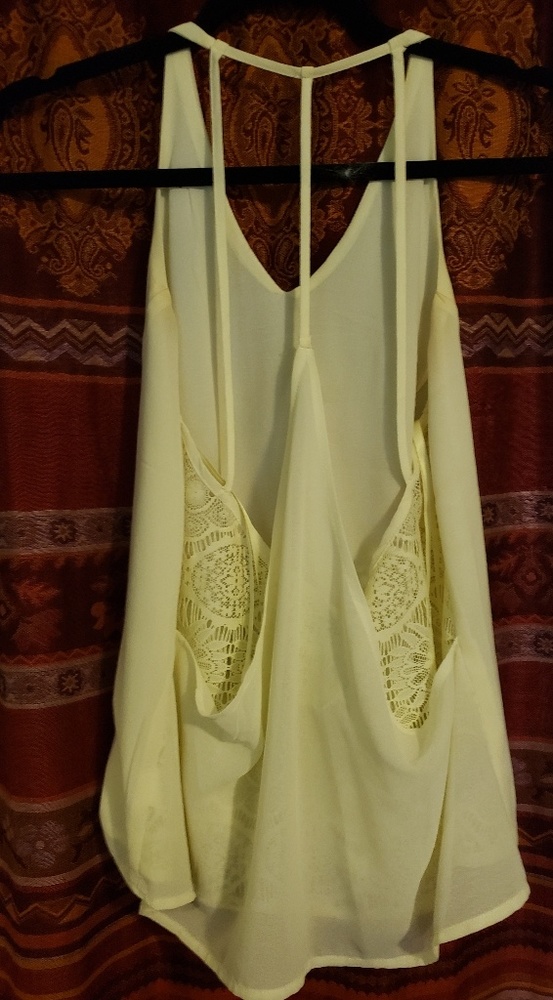 She + Sky canary yellow lacy top